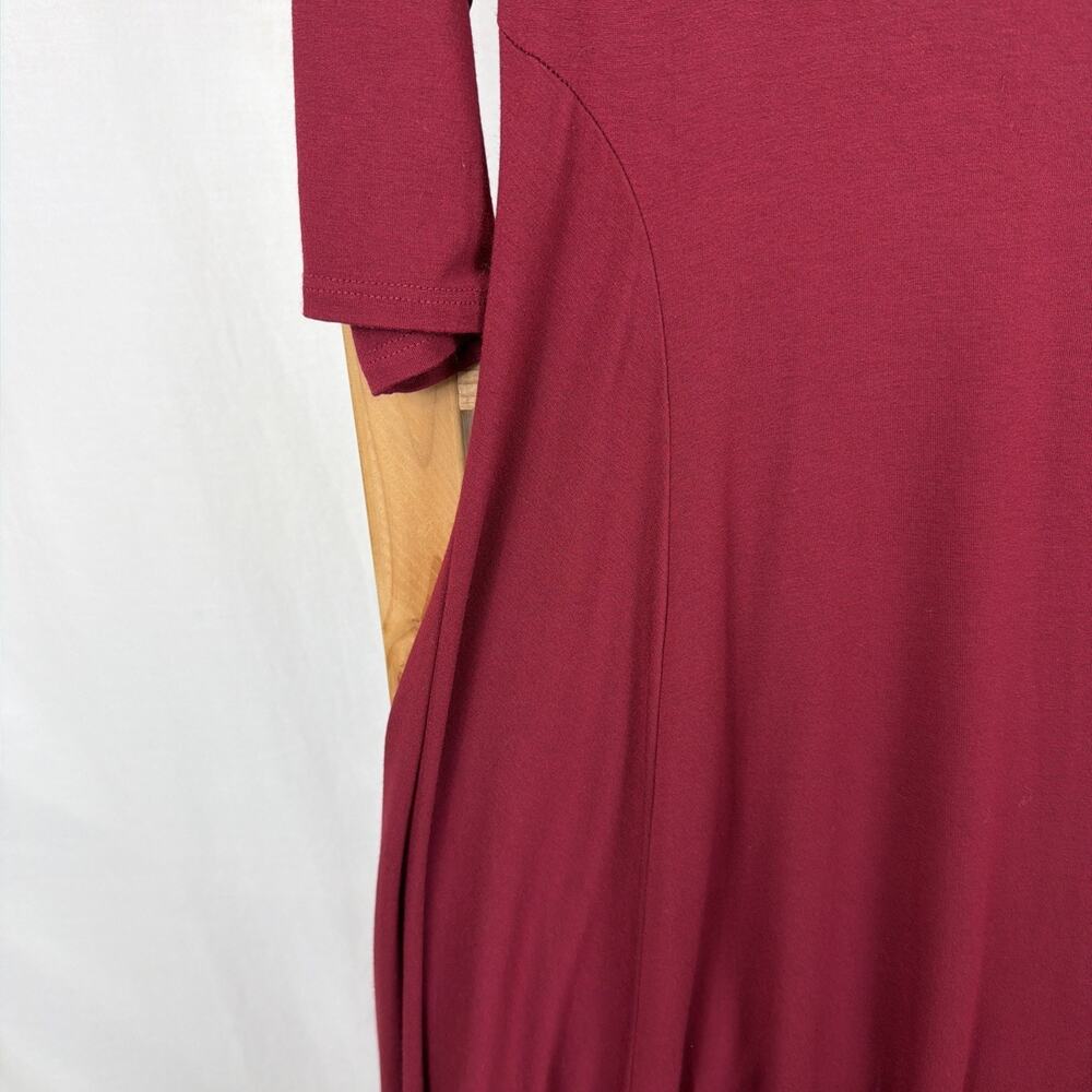 Eileen Fisher Maroon 3/4 Sleeve Scoop Neck Balloon Dress #1264 Size M - Picture 2 of 5